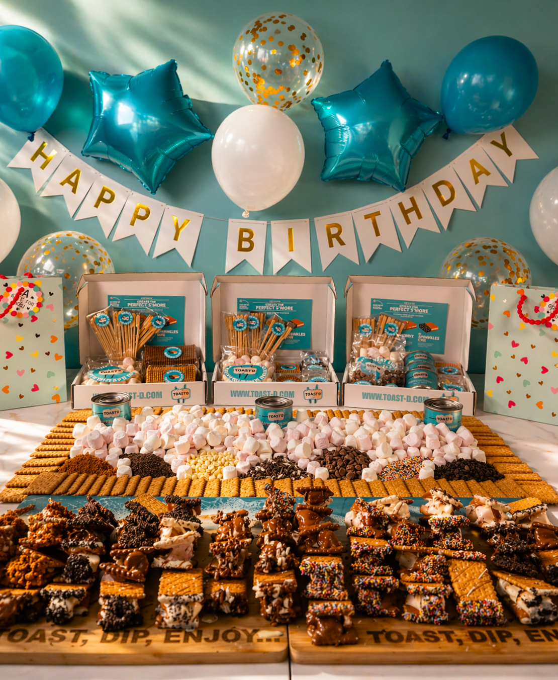 S'moresboard Party Pack by Toast'd - group s'mores kit for Birthday parties, Sleepovers, family gatherings, events & World Cup Parties