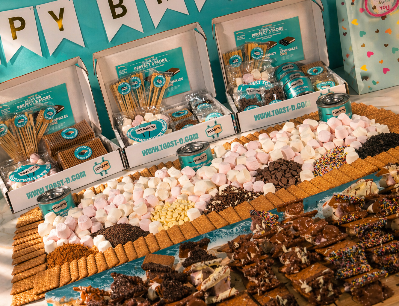 S'moresboard Party Pack hero - group s'mores kit makes 25 or 50 s'mores