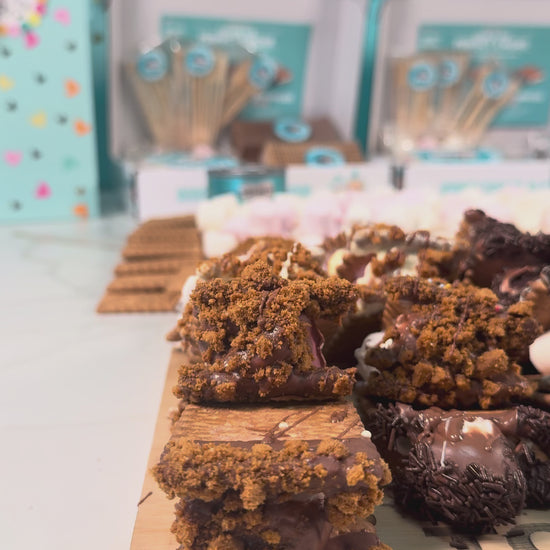 S'moresboard Party Pack hero shot - s'mores sharing board for groups to create 25 or 50 luxury S'mores